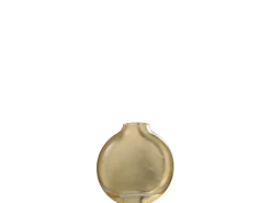 Jarrón de vidrio transparente dorado de 15x4x15cm
