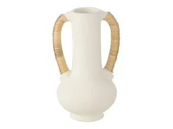 Jarrón ánfora de terracota blanco 20x20x35 cm