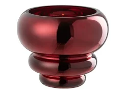 Jarrón o portavelas de vidrio rojo 15.5x15.5x13.5 cm