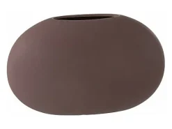 Jarrón ovalado de cerámica color morado oscuro de 27x17x9 cm