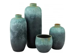 Jarrón vintage alto de cerámica azul 35x35x93 cm