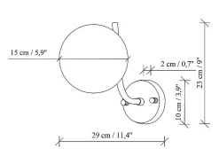Juego de 2 apliques de pared en metal dorado con globo - D. 15 cm - ORBEA