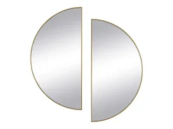 Juego de 2 espejos semicirculares design de metal - Ancho 50 x Alt. 100 cm - Dorado - GAVRA