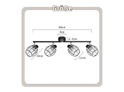 Juego de 4 focos de techo vintage de cristal negro E14 para pasillo, giratorios 350°, estilo industrial