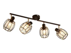 Juego de 4 focos de techo vintage de cristal negro E14 para pasillo, giratorios 350°, estilo industrial