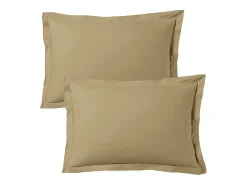 Juego de 2 fundas de almohada satén de algodón beige