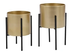 Juego de 2 macetas con patas de metal - Dorado y negro - 2 medidas - EDMEE