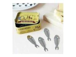 Juego de 6 picos de aperitivo de peltre Sardinas