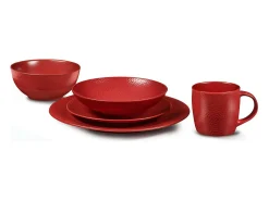 Juego de 6 Platos de Postre Stone Rojo 20 cm - Colección Médard de Noblat