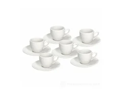 Juego de 6 tazas de café de porcelana blanca con platillo GOLF