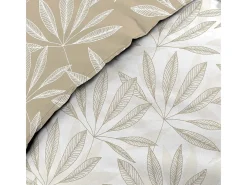 Juego de Cama 3 Piezas Malia 240x220 cm 100% Algodón Reversible Beige con Cierre de Broches