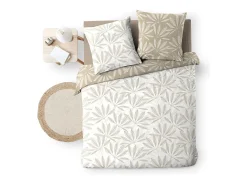 Juego de Cama 3 Piezas Malia 240x220 cm 100% Algodón Reversible Beige con Cierre de Broches