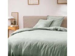 Juego de Cama 3 Piezas "Meline" 100% Algodón 240x220cm Salvia