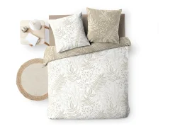 Juego de cama Cassia 260x240 cm 100% algodón reversible taupe con 2 fundas 63x63 cm, tejido 57 hilos/cm², certificado Oeko-Tex