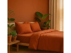 Juego de cama de gasa de algodón terracota 240 x 260 cm