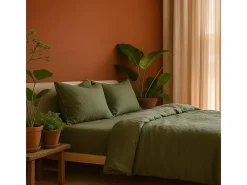Juego de cama de gasa de algodón verde 240 x 220 cm