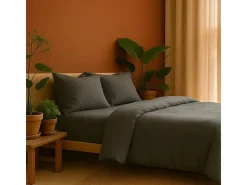 Juego de cama de gasa de algodón antracita 240 x 260 cm