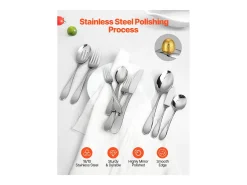 Juego de Cubiertos SucceBuy Juego de Cubiertos de Acero Inoxidable de 65 Piezas, para 12 Personas, para Cocina.