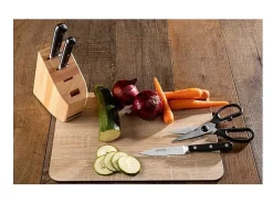 Juego de cuchillos Arcos Serie Ópera + Tijeras de Acero Inoxidable con Soporte de Madera