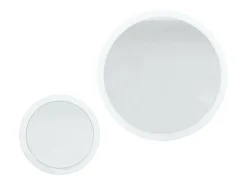 Juego de espejos Globo 50 y 80 cm, 2 espejos de pared redondos decorativos para pasillo y salón con marco de MDF en gris arena de alto brillo
