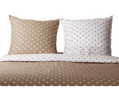 Juego de funda de edredón +funda de almohada 100% algodón "Pois cappuccino"