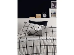 Juego de funda de edredón +funda de almohada 100% algodón "Carreaux noir"
