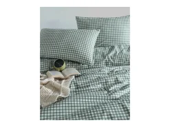 Juego de funda de edredón +funda de almohada 100% algodón "Vichy vert"