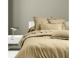 Juego de funda de edredón + 2FA 63x63cm de satén de algodón beige