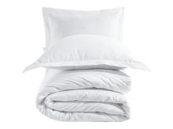 Juego de funda de edredón + 2 fundas de almohada 63x63cm de satén de algodón rayas blanco