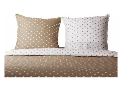 Juego de funda de edredón +funda de almohada 100% algodón "Pois cappuccino"