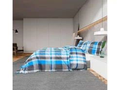 Juego de funda nórdica algodón azul y gris 200x200 cm ES540491