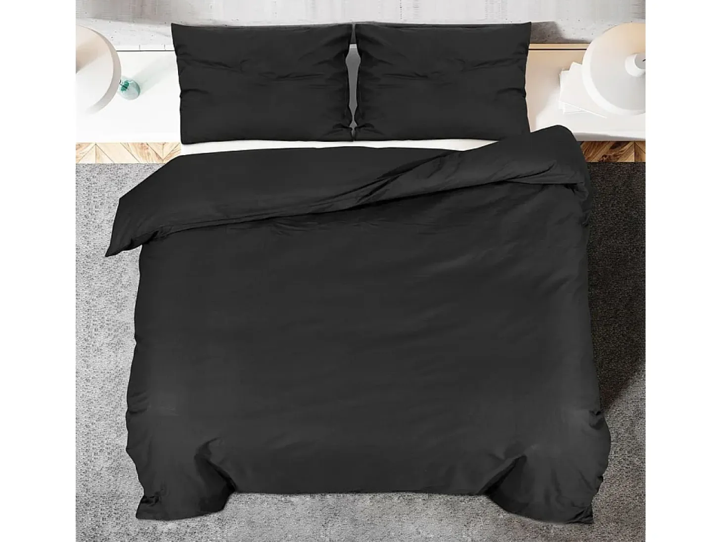 Juego de funda nórdica algodón negro 200x200 cm ES653261