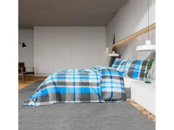 Juego de funda nórdica algodón azul y gris 200x200 cm ES649646