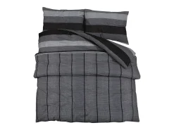 Juego de funda nórdica algodón gris oscuro 200x200 cm ES854870