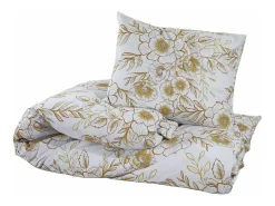 Juego de funda nórdica algodón blanco y marrón 200x200 cm ES979758