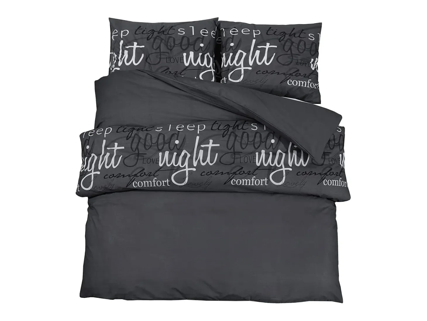 Juego de funda nórdica algodón negro 260x240 cm ES699948