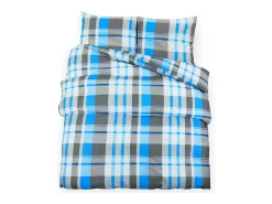Juego de funda nórdica algodón azul y gris 135x200 cm ES932744