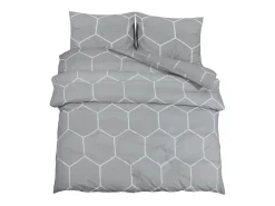Juego de funda nórdica algodón gris 260x220 cm ES977456