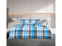 Juego de funda nórdica algodón azul y gris 200x200 cm ES490565