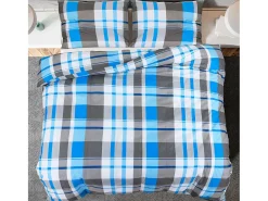 Juego de funda nórdica algodón azul y gris 200x200 cm ES490565