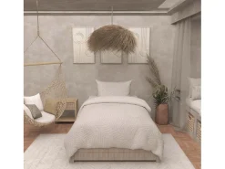 Juego de funda nórdica de microfibra 3D 140x200 cm lino MAYA, por Soleil d'Ocre