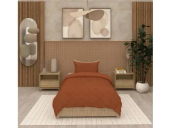 Juego de funda nórdica de microfibra 3D 140x200 cm GAIA terra, por Soleil d'Ocre