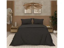 Juego de funda nórdica de microfibra 3D 240x220 cm GAIA negro, por Soleil d'Ocre