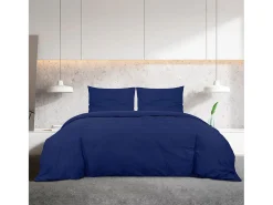 Juego de funda nórdica microfibra ligera azul marino 140x200 cm ES145255