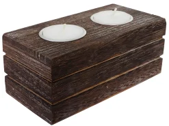 Juego de portavelas de té Tolve (3 piezas), marrón