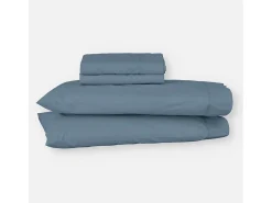 Juego de sábanas ecológicas Azul algodón 100% orgánico 160x190/200 cm
