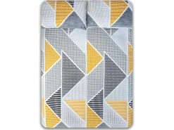 Juego de sábanas GEKA algodón poliéster gris y mostaza Cama 90