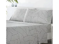 Juego de sábanas SALINAS microfibra hipoalergénica gris Cama 135