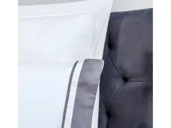 Juego de sábanas satén algodón egipcio 300 blanco gris Cama 90