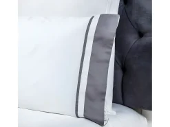 Juego de sábanas satén algodón egipcio 300 blanco gris Cama 180